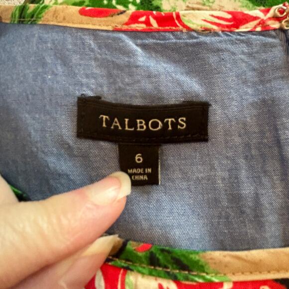 Talbots Wms 6 Sleeveless Hawaiian Tropical Print Shift Dress Resortwear Vacation - Picture 3 of 11